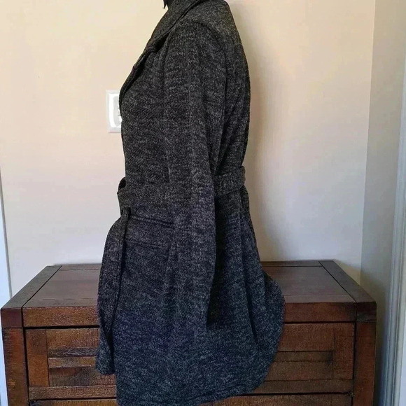 Steve Madden 3/4 Length Knit  Coat Grey Black Heathered Jacket Large Pea Coat - Picture 9 of 12